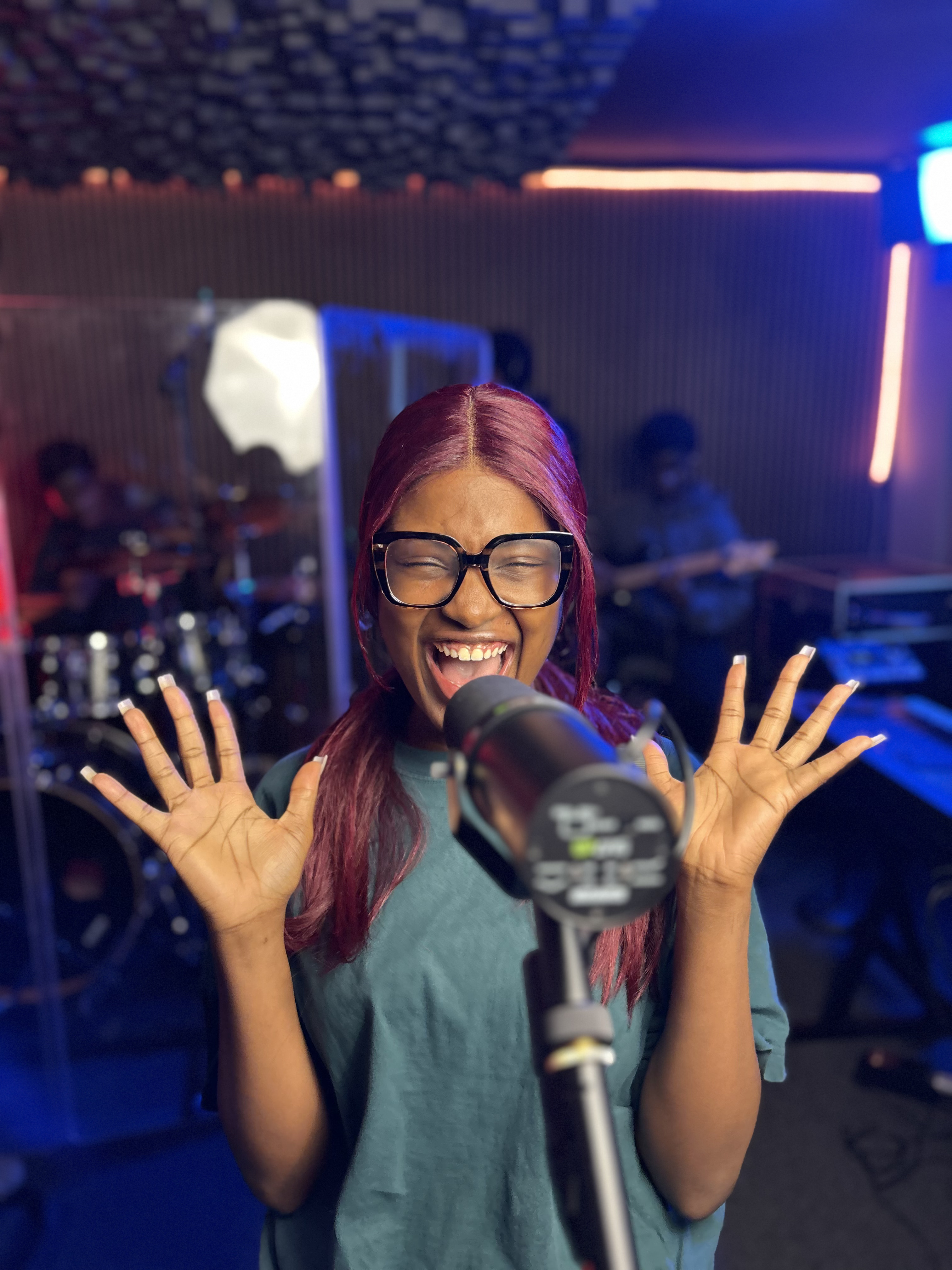 Recording session with vocalist