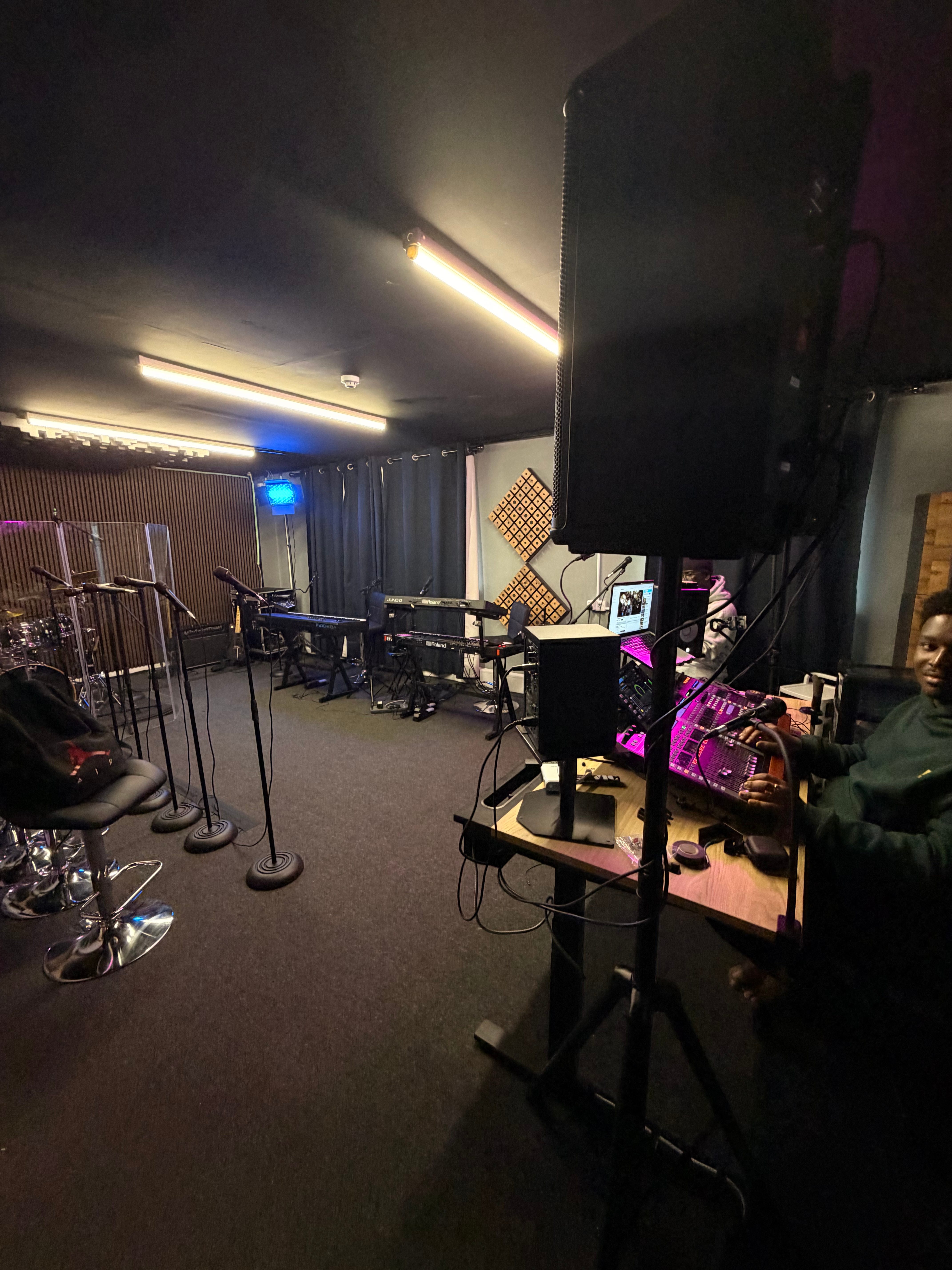 Wide studio view with equipment