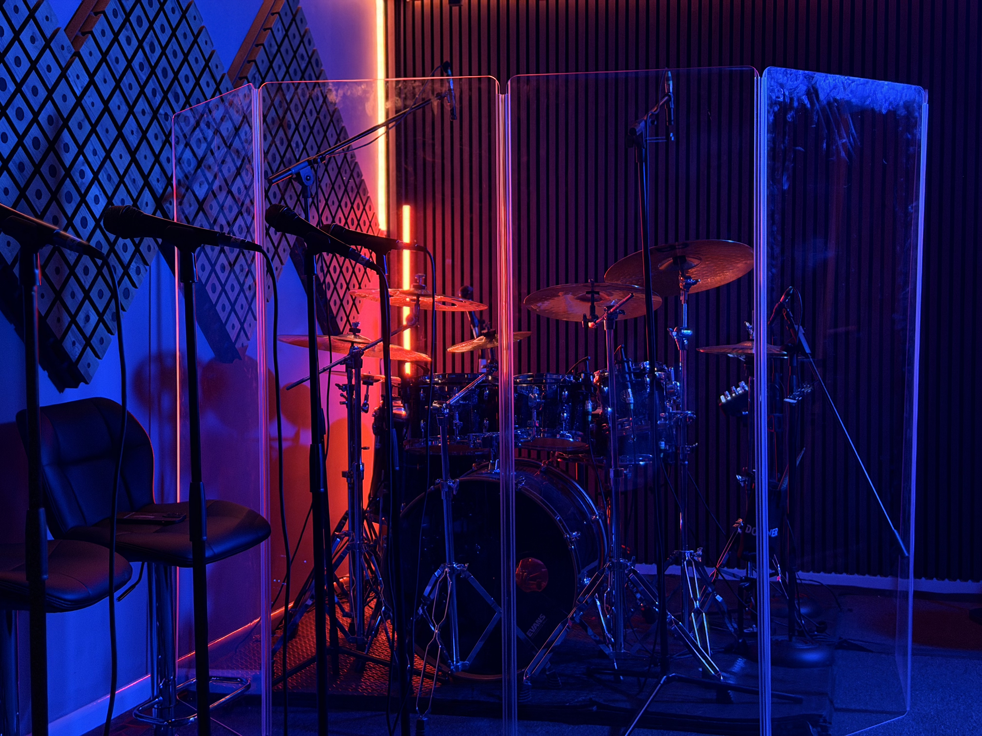 Drum set with professional lighting